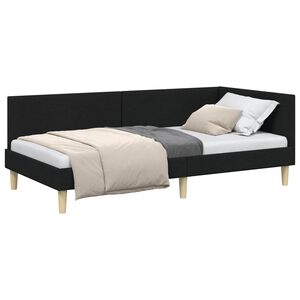 vidaXL Estrutura de Cama de Canto com cabeceira Preto 90 cm x 200 cm