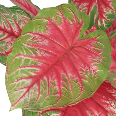 vidaXL Planta caládio artificial com vaso 85 cm verde e vermelho
