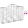 vidaXL Cestos gabi&atilde;o arqueados 18 pcs 200x30x120/140 ferro galvanizado