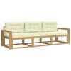 vidaXL Conjunto de Sof&aacute;s para Exterior 3 pcs Branco e Creme Poli&eacute;ster