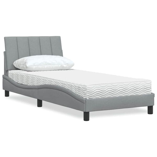 vidaXL Cama com colch&atilde;o Hanko 80x200 cm tecido cinzento-claro