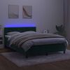 vidaXL Cama box spring c/ colch&atilde;o/LED 140x200 cm veludo verde-escuro