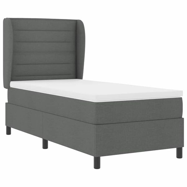 vidaXL Cama Box com colch&atilde;o Cinzento escuro 90 x 190 cm tecido