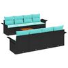vidaXL Conjunto de Sof&aacute; de Jardim com almofada 9 pcs Preto vime PE