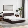 vidaXL Estrutura de cama Dover 140x190 cm tecido castanho-escuro