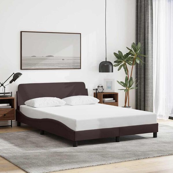 vidaXL Estrutura de cama Dover 140x190 cm tecido castanho-escuro