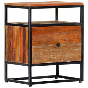 vidaXL Mesa de cabeceira 40x30x50 cm madeira recuperada maci&ccedil;a e a&ccedil;o