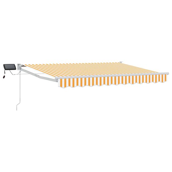 vidaXL Toldo retr&aacute;til manual com LEDs Laranja e Branco 3,5 x 2,5 m