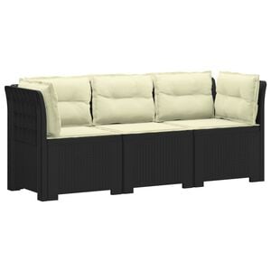 vidaXL Sof&aacute; de Jardim 3 Lugares com Almofadas visual Rattan PP