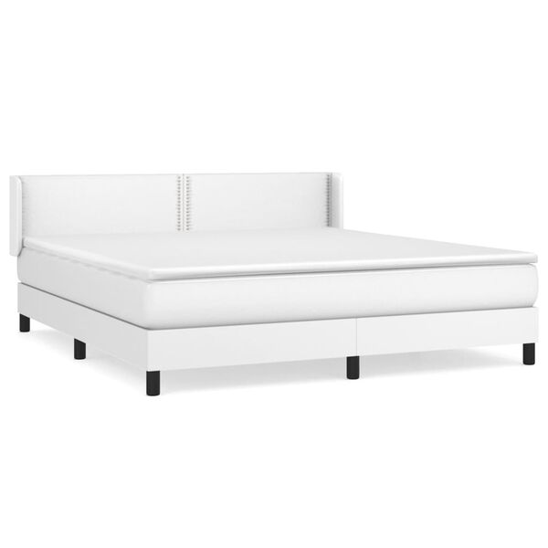 vidaXL Cama com molas/colch&atilde;o 160x200 cm couro artificial branco