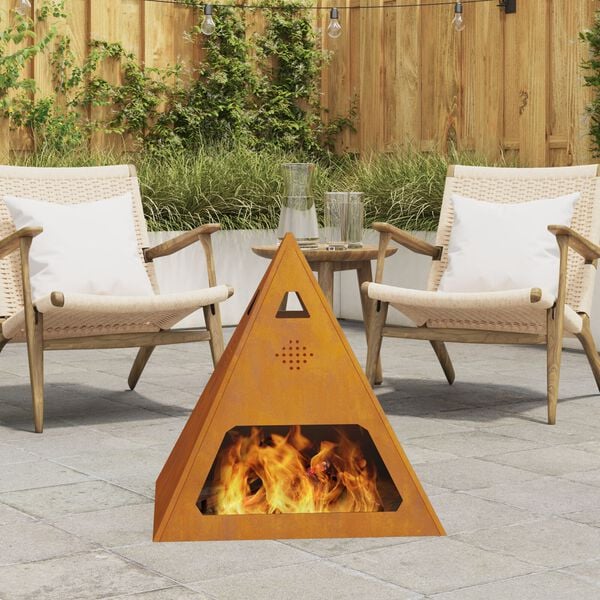 vidaXL Fire Pit Castanho 50 x 50 x 51 cm Aço corten