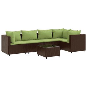 vidaXL 6 pcs conj. lounge jardim c/ almofad&otilde;es 6 pcs vime PE castanho