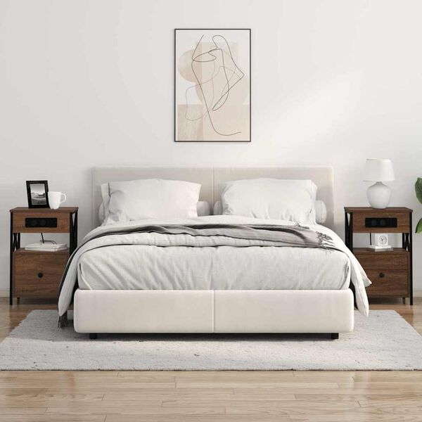 vidaXL Arm&aacute;rio de Cabeceira com gaveta Carvalho Marrom 40 x 31 x 60 cm