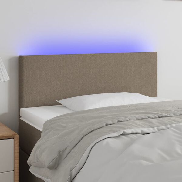 vidaXL Cabeceira cama luzes LED tecido 80x5x78/88cm cinza-acastanhado