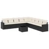 vidaXL 10 pcs conjunto sof&aacute;s de jardim c/ almofad&otilde;es vime PE preto