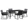 vidaXL Conjunto de Jantar para Jardim 5 unid. Preto A&ccedil;o revestido a p&oacute;