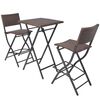 vidaXL 3 pcs conjunto bistr&ocirc; dobr&aacute;vel em a&ccedil;o e vime PE castanho