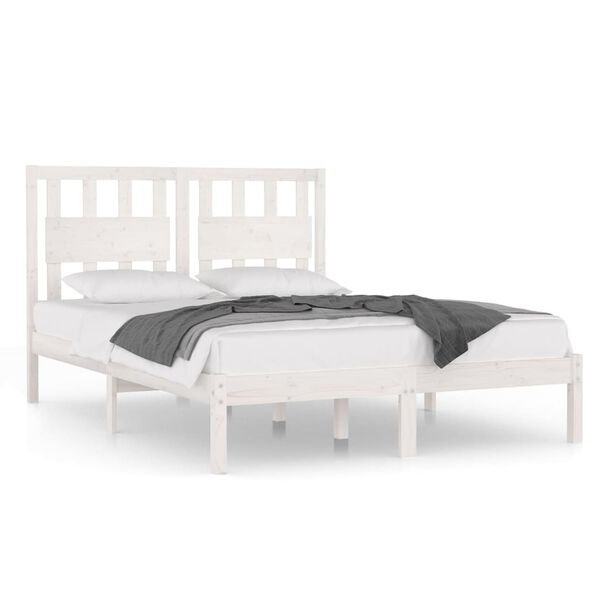 vidaXL Estrutura de cama super king 180x200 cm pinho maciço branco