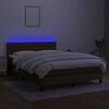 vidaXL Cama box spring c/ colch&atilde;o/LED 140x190cm tecido castanho-escuro