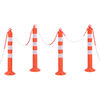vidaXL Postes amarra&ccedil;&atilde;o p/ controlo tr&acirc;nsito + corrente 4 pcs PE 75 cm