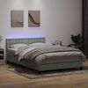vidaXL Cama box spring c/ colch&atilde;o e LED 160x220 cm veludo cinzento-claro