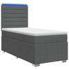 vidaXL Cama Box com LED e Colch&atilde;o Cinzento-Escuro 90 x 190 cm Tecido