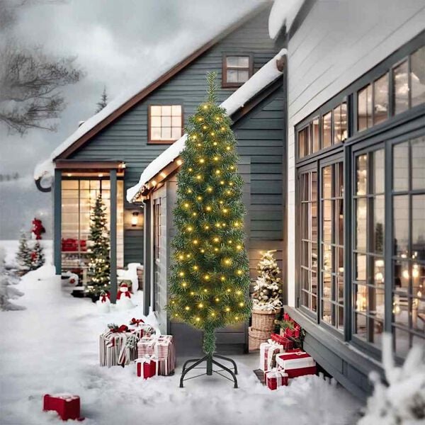 vidaXL &Aacute;rvore de Natal Artificial Verde 240 cm PVC e A&ccedil;o e Pl&aacute;stico