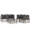 vidaXL 5 pcs conjunto lounge de jardim c/ almofad&otilde;es vime PE antracite