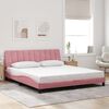 vidaXL Estrutura de cama sem colch&atilde;o Hanko 180x200 cm veludo rosa