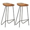 vidaXL Bancos de bar 2 pcs madeira de ac&aacute;cia maci&ccedil;a