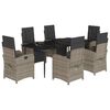 vidaXL 7 pcs conjunto de jantar p/ jardim c/ almofad&otilde;es vime PE cinza