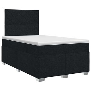 vidaXL Cama box spring com colch&atilde;o Preto 120 x 190 cm Tecido