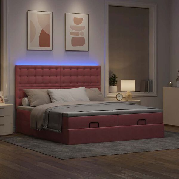 vidaXL Estrutura de cama otomana com colch&otilde;es 160x200 cm veludo rosa