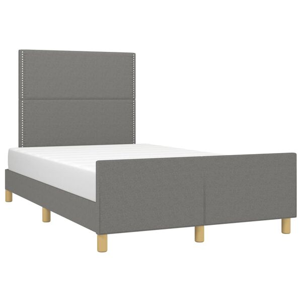 vidaXL Estrutura de cama sem colch&atilde;o cinza escuro 120x190 cm tecido