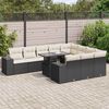 vidaXL 11 pcs conjunto sof&aacute;s de jardim c/ almofad&otilde;es vime PE preto