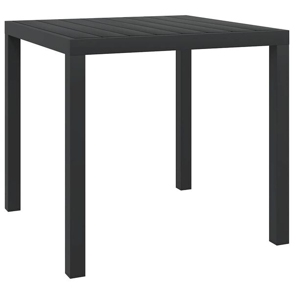 vidaXL Mesa de jardim em alumínio e WPC 80x80x74 cm preto