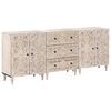 vidaXL Buffet 3 unid. 60 x 33,5 x 75 cm Madeira de manga maci&ccedil;a Branco