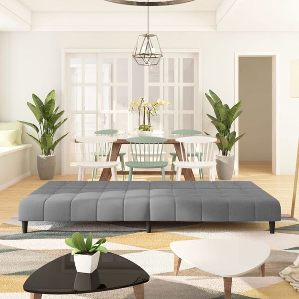 vidaXL Sof&aacute;-cama de 2 lugares veludo cinzento-claro