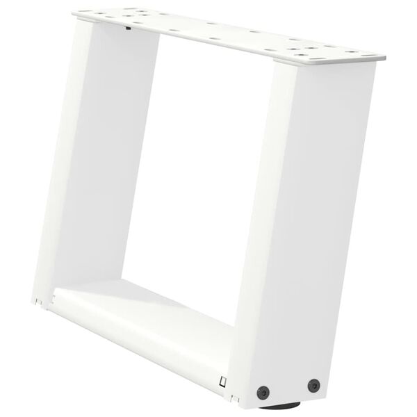 vidaXL P&eacute;s para mesa de centro em formato de U, 2 pe&ccedil;as, branco, 40x(30-31) cm, a&ccedil;o