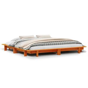 vidaXL Cama sem colch&atilde;o 160x200 cm madeira pinho maci&ccedil;o castanho-mel
