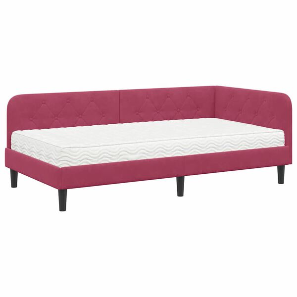 vidaXL Estrutura de Cama de Canto Vinho Vermelho 100 x 200 cm Veludo