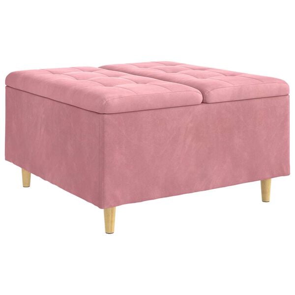 vidaXL Banqueta com almofada Rosa 80 x 80 x 45 cm Veludo