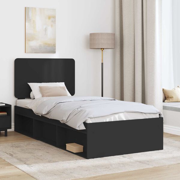vidaXL Estrutura da Cama Preto 90 x 190 cm Madeira de Pinheiro S&oacute;lida