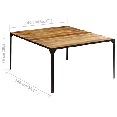 vidaXL Mesa de jantar madeira de mangueira maciça 140x140x76 cm