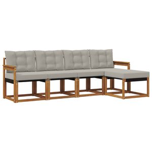 vidaXL Conjunto de Sof&aacute;s para Exterior 5 unid. Cinza Natural e Claro