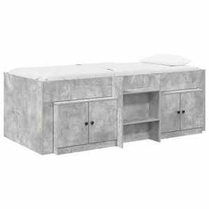 vidaXL Cama Loft com Arm&aacute;rio com porta 3 unid. Cinzento Cimento