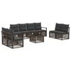 vidaXL Conjunto de Sof&aacute; de Jardim 9 unid. Cinzento vime PE