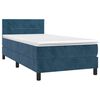 vidaXL Cama com molas/colch&atilde;o 90x190 cm veludo azul-escuro
