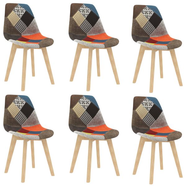 vidaXL Cadeiras de jantar 6 pcs design de retalhos tecido multicolor