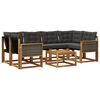 vidaXL Conjunto de Sof&aacute;s para Exterior 7 pcs Natural e Preto